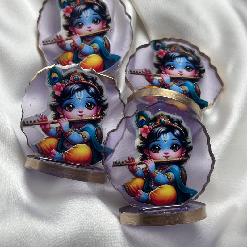 Mini Krishna Kanha Stand – 2 Inch | Cute Decorative Idol for Desk, Car Dashboard & Return Gifts | Perfect for Janmashtami, Festive Gifting & Home Decor