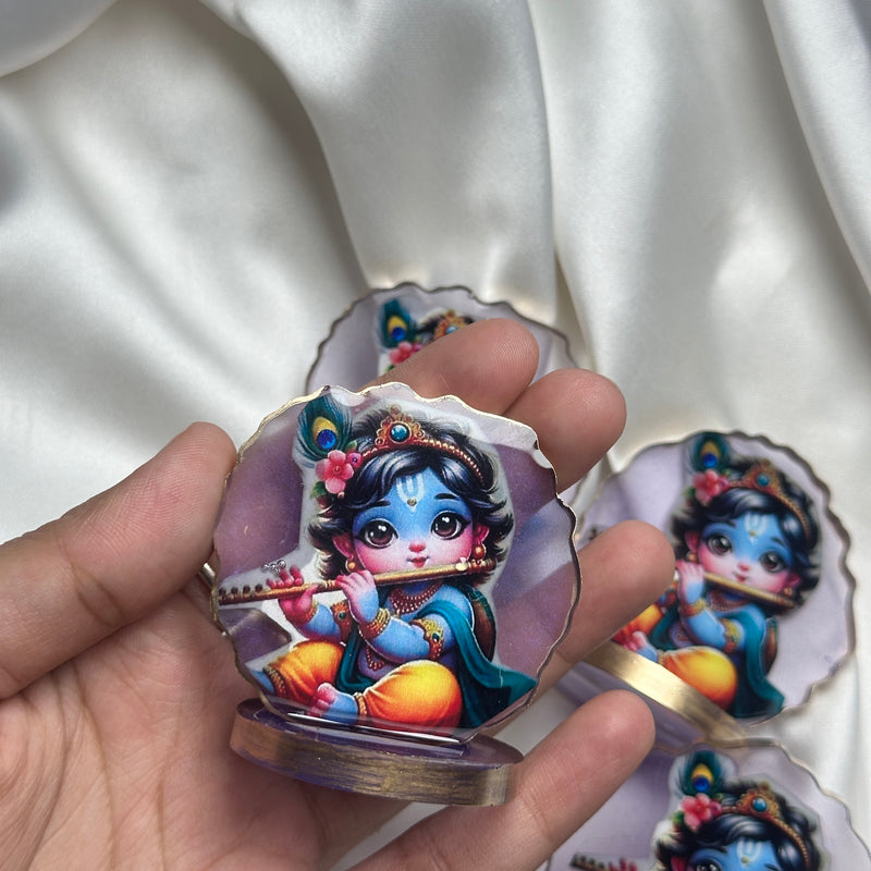 Mini Krishna Kanha Stand – 2 Inch | Cute Decorative Idol for Desk, Car Dashboard & Return Gifts | Perfect for Janmashtami, Festive Gifting & Home Decor