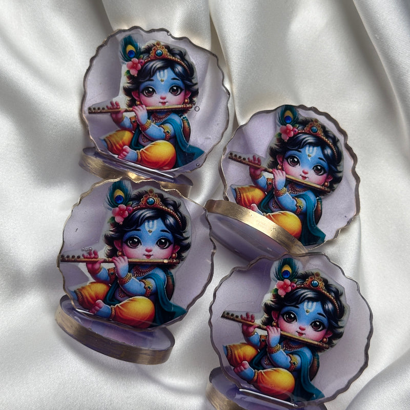 Mini Krishna Kanha Stand – 2 Inch | Cute Decorative Idol for Desk, Car Dashboard & Return Gifts | Perfect for Janmashtami, Festive Gifting & Home Decor