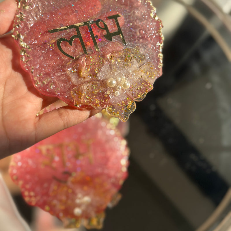 Shubh Labh Hanging β Set of 2 | 4 Inch Crystal Flower & Pearl Design | Auspicious Wall Hanging for Home, Office & Festive Decor | Perfect for Diwali & Gifting