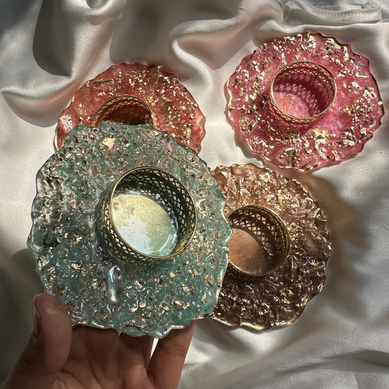 Natural Crystal Candle Holder – Calming Glow for Diwali & Festive Home Décor