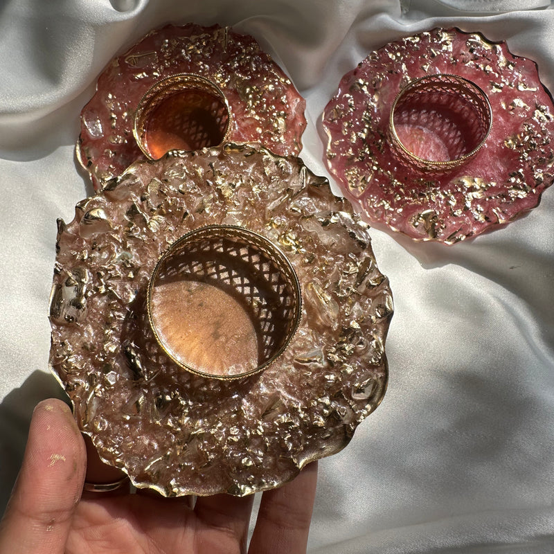 Natural Crystal Candle Holder – Calming Glow for Diwali & Festive Home Décor