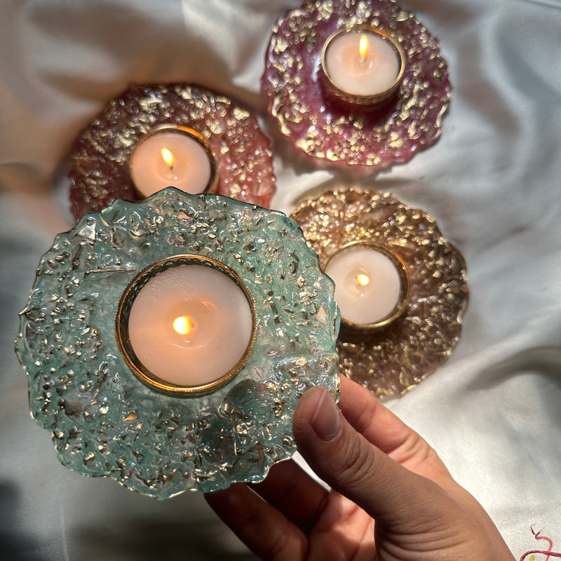 Natural Crystal Candle Holder – Calming Glow for Diwali & Festive Home Décor