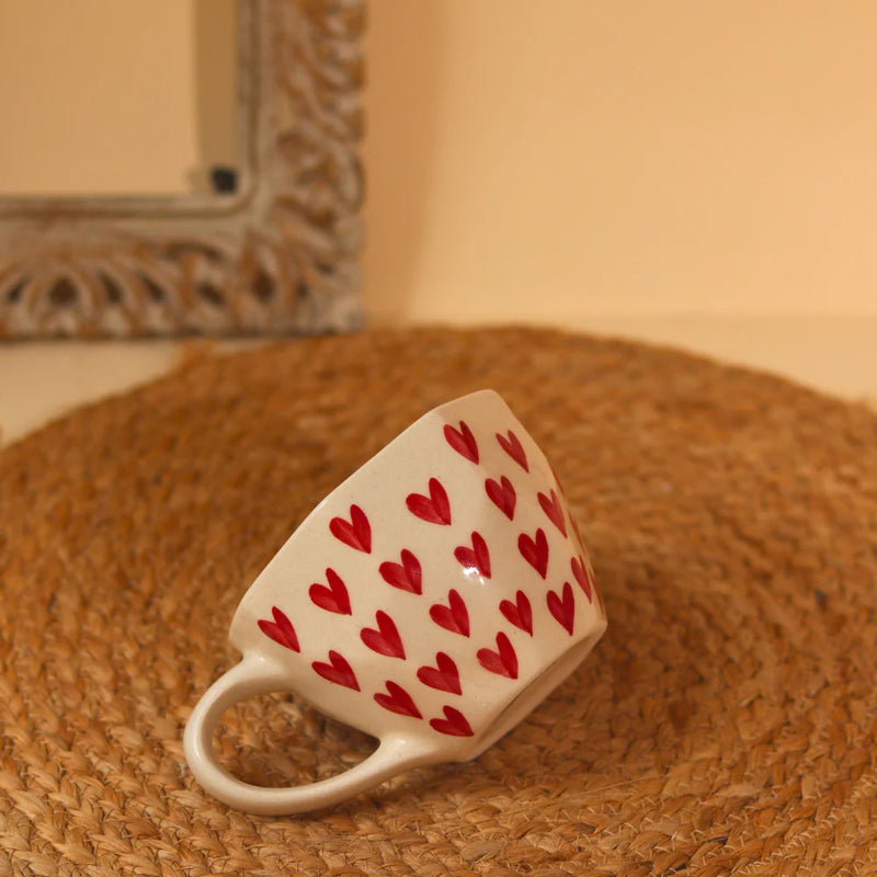 Ceramic Heart Mug & Heart Dessert Plate Set | Valentine’s Day Gift | Handmade Heart Cup Plate | Romantic Coffee Mug Set