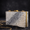 Party Cocktail Clutch | Handmade Silver Pearl Effect Evening Purse