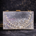 Luxury Pearl Clutch with Crystal Accents | Handmade Party Evening Bag