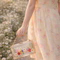 Garden Bloom Resin Clutch | Handcrafted with Real Dried Flowers & Golden Chain for Women