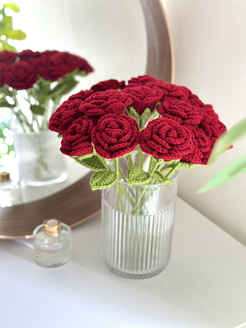 Crochet Rose | Forever Flower Gift | Valentine’s Day Rose | Knitted Rose | Romantic Handmade Gift