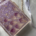 Real Orchid Purple Resin Purse | Handmade Floral Clutch | Elegant Evening Bag | Unique Gift for Her, Valentine