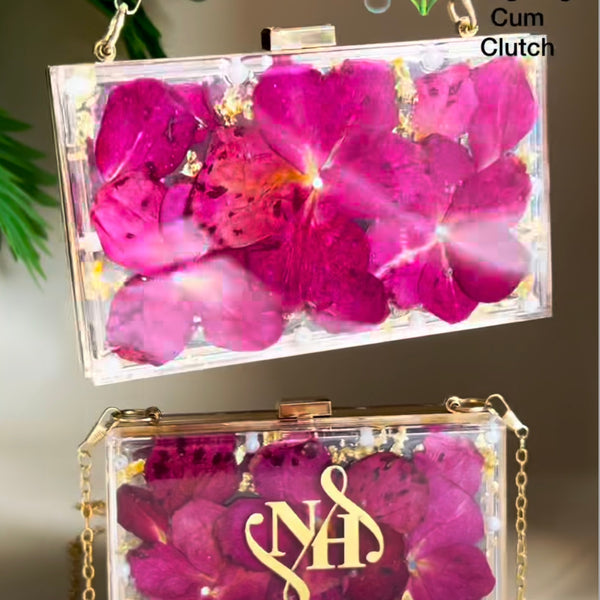 Custom Name Rose Purse | Personalized Valentine’s Gift for Her | Real Rose Petals Resin Bag with Gold Chain | Romantic Gift