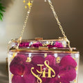 Custom Name Rose Purse | Personalized Valentine’s Gift for Her | Real Rose Petals Resin Bag with Gold Chain | Romantic Gift