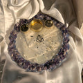 Amethyst Crystal Pooja Thali with Roli Chawal Holder – Divine Diwali Aarti Plate for Positive Energy & Décor, Puja Thali for Home