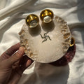 Mini Crystal Pooja Thali – 6 Inch | Handmade Decorative Pooja Plate for Diwali, Karwa Chauth & Gifting | Elegant Festive Pooja Decor