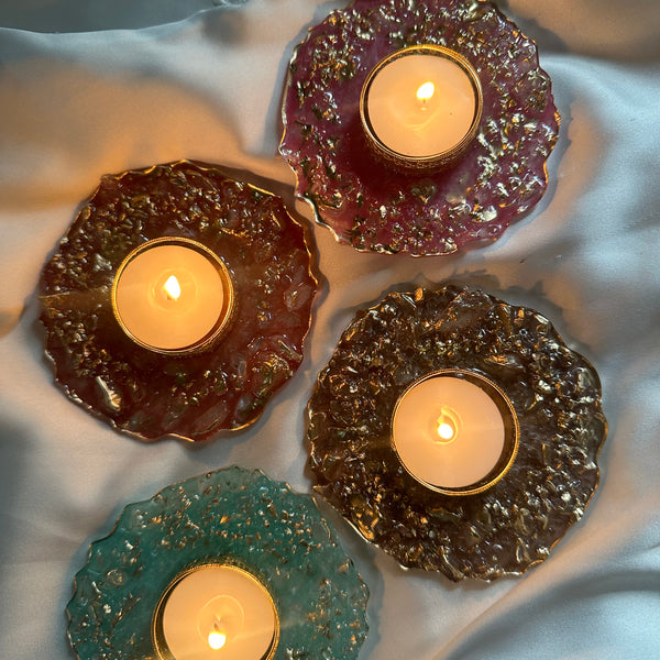 Natural Crystal Candle Holder – Calming Glow for Diwali & Festive Home Décor