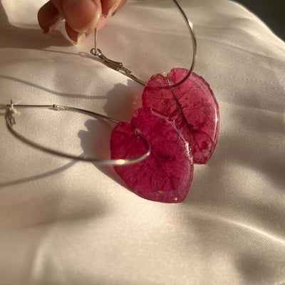 Bougainvillea Hoop Earrings – Real Flower Resin Jewelry, Lightweight & Handcrafted Earrings for Women