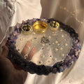 Amethyst Crystal Pooja Thali with Roli Chawal Holder – Divine Diwali Aarti Plate for Positive Energy & Décor, Puja Thali for Home